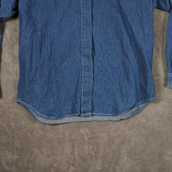 Vintage 90s Capacity Patriotic American Embroidered Patch Denim Shirt M Teacher - Picture 3 of 8